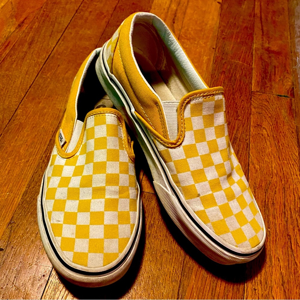 Yellow and White Checkered Vans